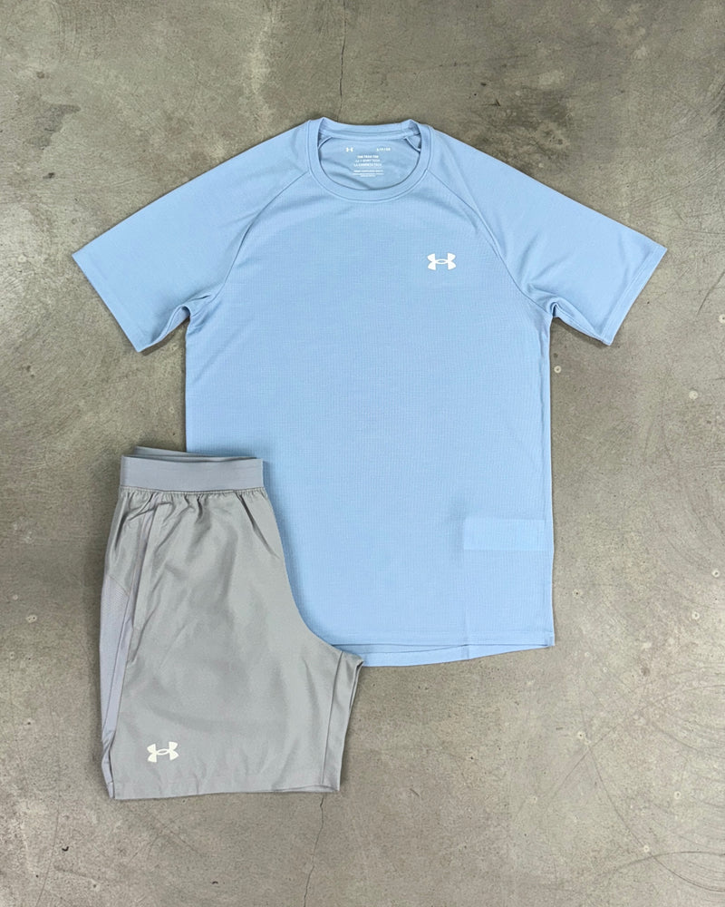 Under Armour - Ensemble Logo Texturé Tech - Bleu Calm/Gris Mod